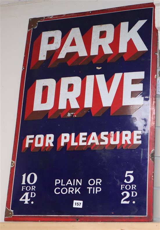 A Park Drive for Pleasure enamel sign 76 x 51cm